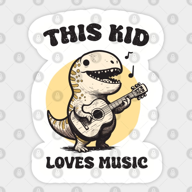 Dino playing guitar Sticker by Yopi